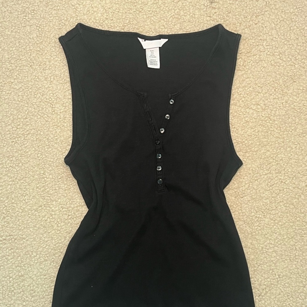 H&M Black Buttoned Tank Top